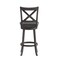 Merrick Lane Sora 30" Classic Wooden Crossback Swivel Bar Height Pub Stool with Upholstered Padded Seat and Integrated Footrest